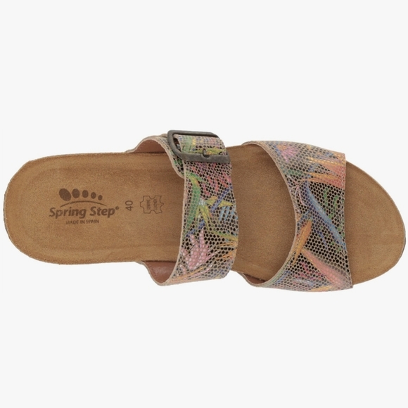 ‼️SOLD‼️🌟NIB🌟 Spring Step Barnabas Leather Slide, Beige Multi, Sz 6.5, EU 37 - Picture 5 of 13